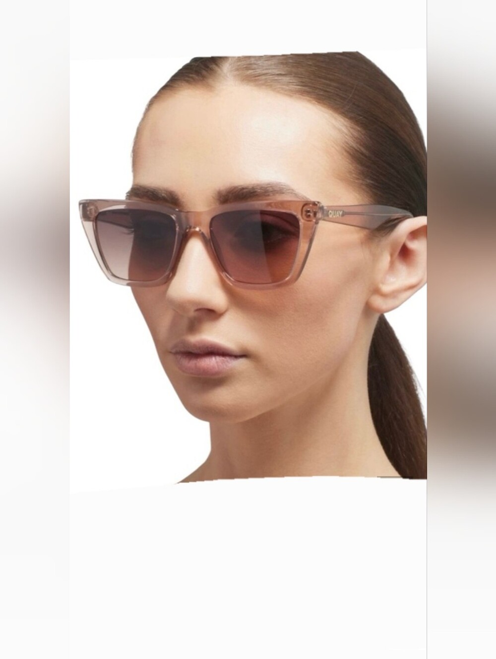 Quay Call The Shots brown nude Frame cat eye sunglasses brand new in pouch